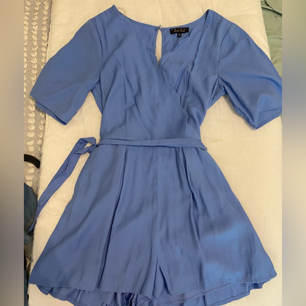 Blue Scalloped Romper